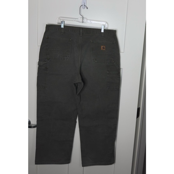 Vintage Carhartt B136 MOS Double Knee Dungaree 40x30 Carpenter Green Rare - Picture 2 of 3